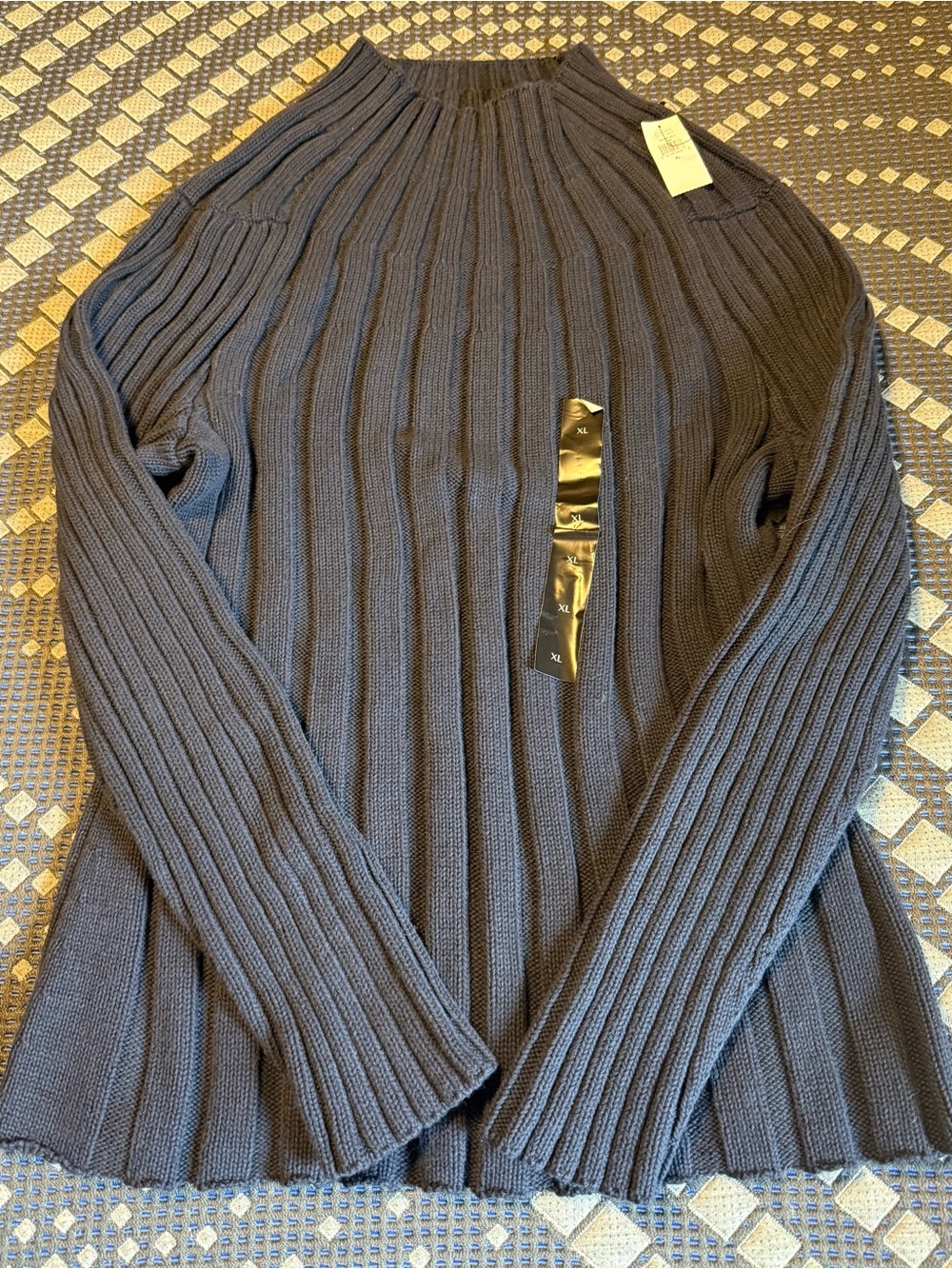 New Banana Republic Ribbed Knit Crewneck Sweater Navy Blue